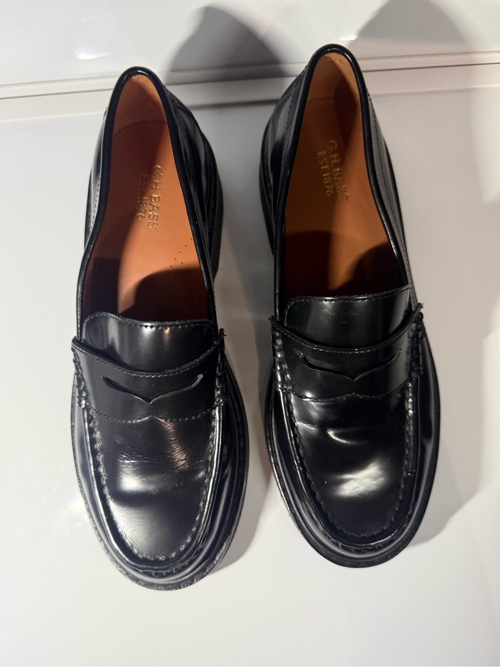 G.H. Bass & Co. Black Patent Penny Loafers size 7.5